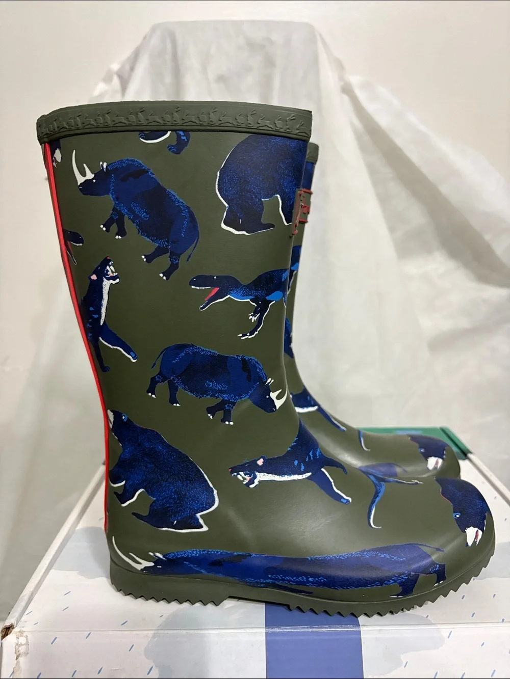 Joules Kids Olive Green Rain Boots size US 2 NWT